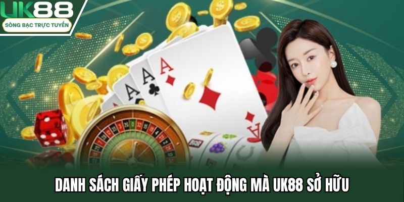 Danh sách giấy phép hoạt động mà UK88 sở hữu